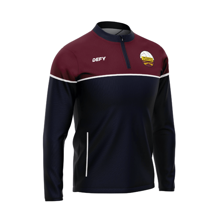 Maroon & White Podcast Adults 1/4 Zip - Defy.ie