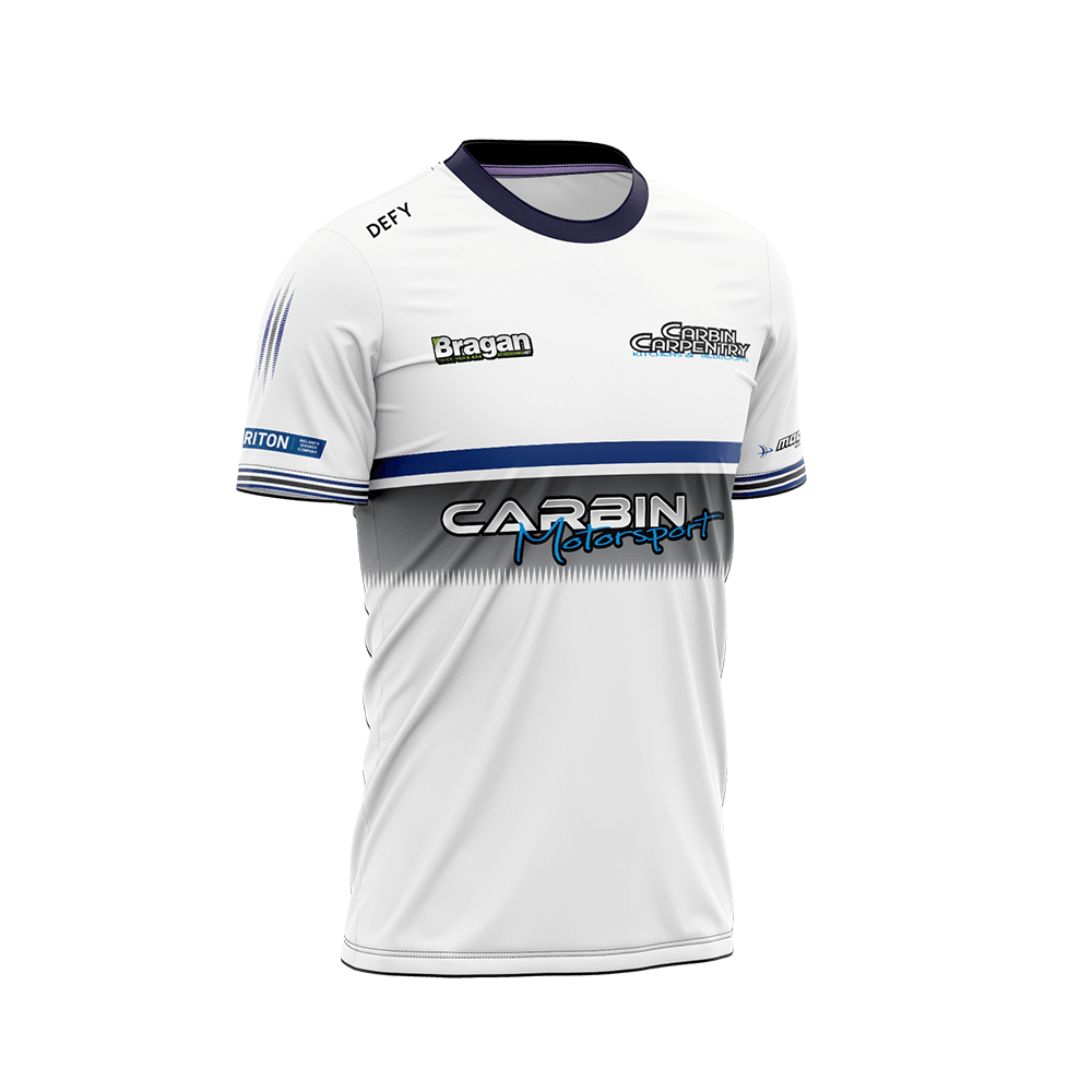 Carbin motorsports Jersey Adults WHite - Defy.ie
