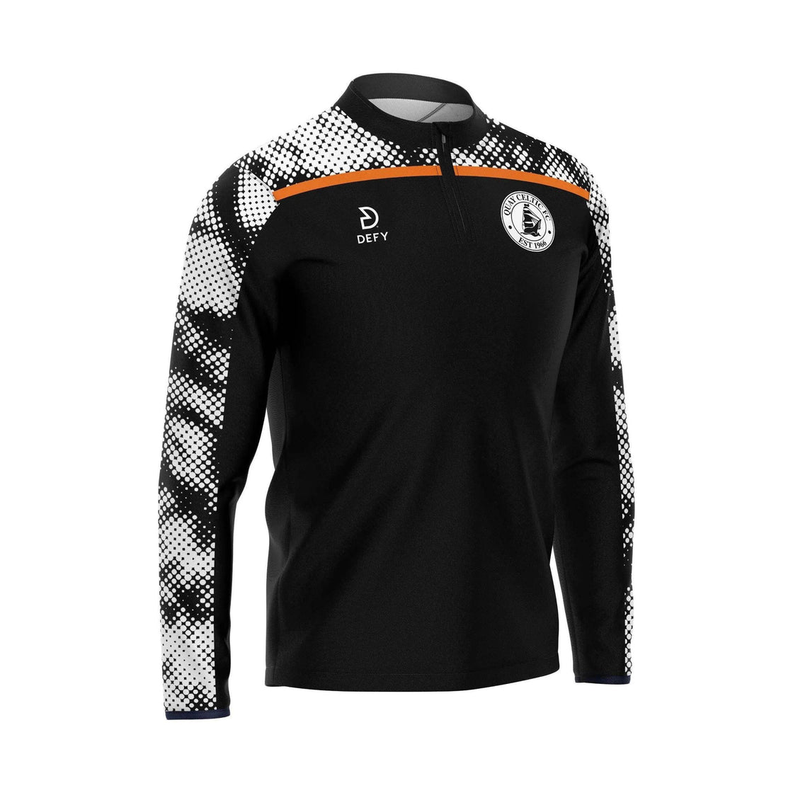 NEW Quay Celtic S/P Defender 1/4 Zip - Black/Orange/White - Mens - Defy.ie