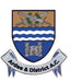 Ardee and District A.C. club crest with crossed swords, blue waves, and a castle.
