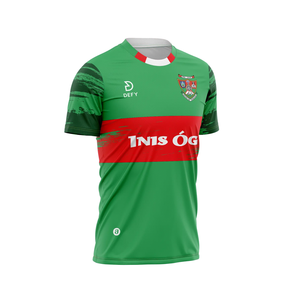 Inniskeen LGFA Jersey Green and Red Hooped Adults