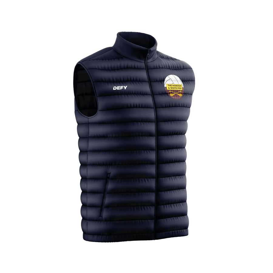 Maroon & White Pod Adults Gilet - Defy.ie