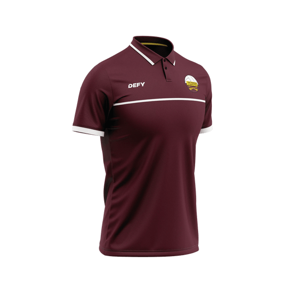 Maroon & White Pod Adults Polo - Defy.ie