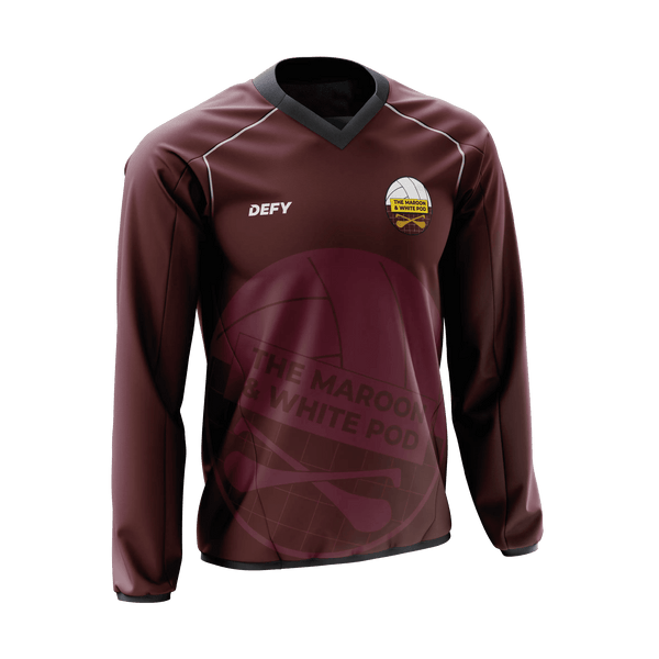 Maroon & White Podcast Adults Windcheater - Defy.ie