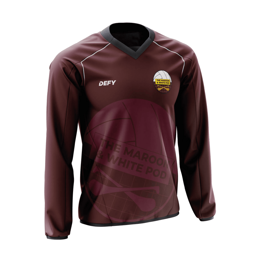 Maroon & White Podcast Adults Windcheater - Defy.ie
