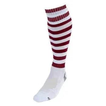 Maroon and White Hooped Full Length Sock - Defy.ie