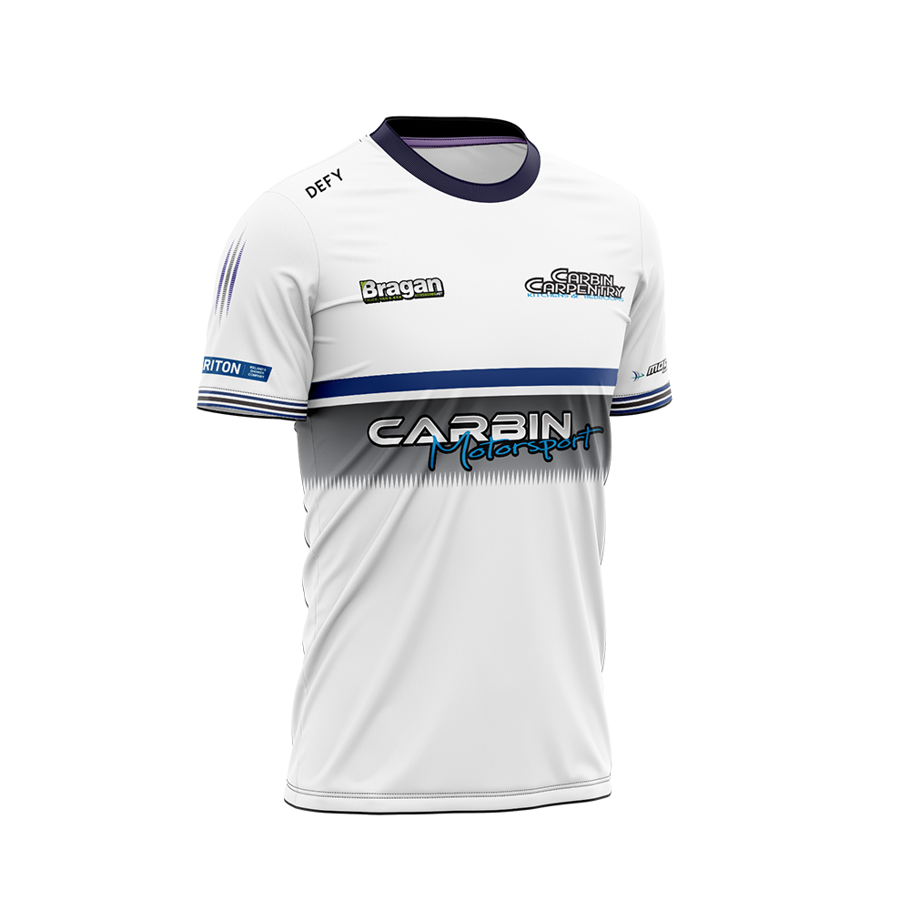 Carbin motorsports Jersey Adults WHite