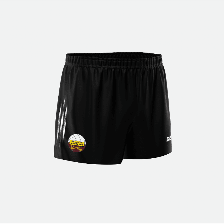 Maroon & White Podcast Adults Shorts - Defy.ie