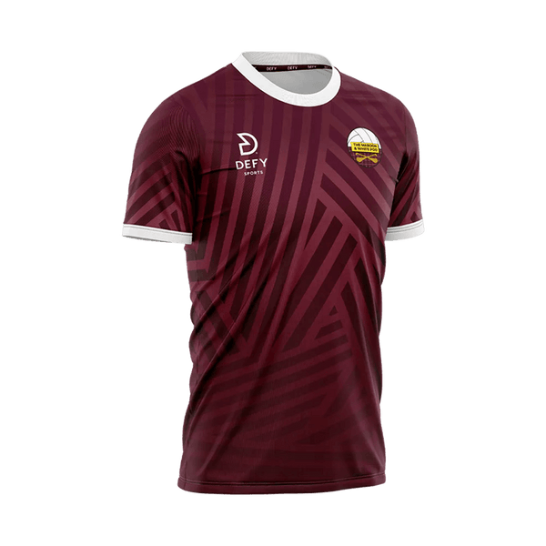 Maroon & White Pod Kids Training Jersey - Defy.ie